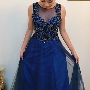 Camille La Vie Navy Blue Prom/Pageant Dress